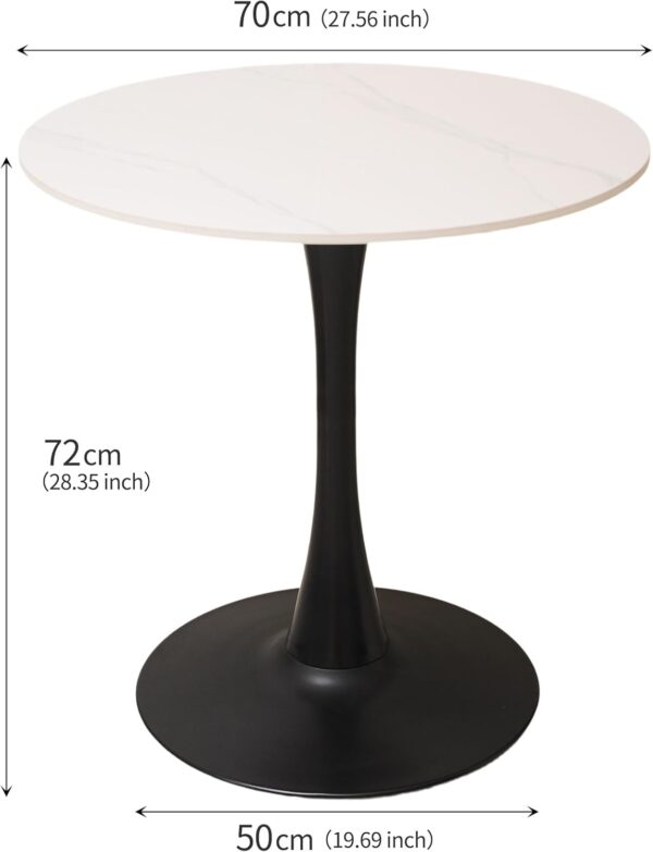 27.6" Round Dining Table with Marble Top and Iron Base