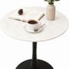 27.6" Round Dining Table with Marble Top and Iron Base